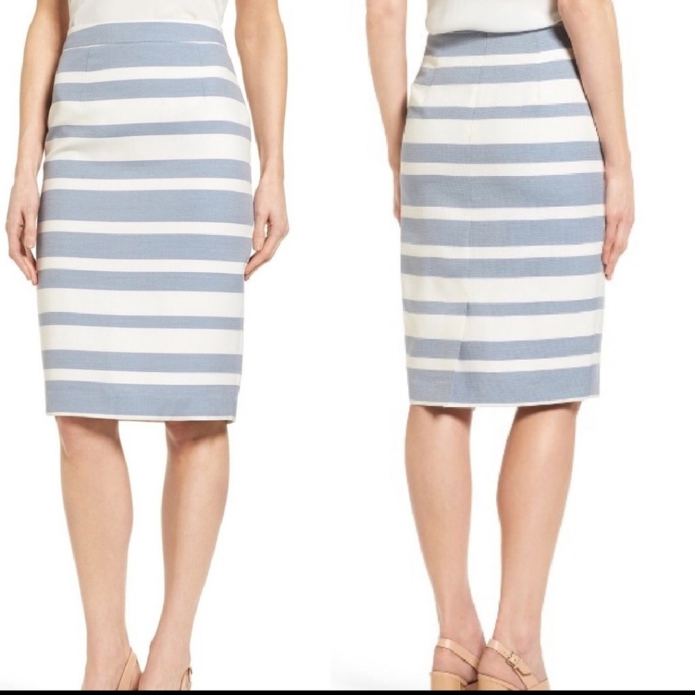 Halogen Blue Striped Pencil Skirt